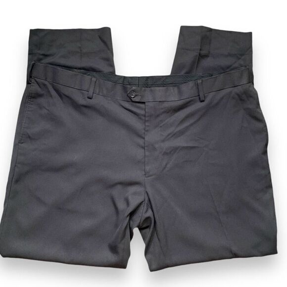 GS Perfect Fit Trousers Dark Gray Tailored Herringbone Striped Pants 48/32 - Picture 2 of 7